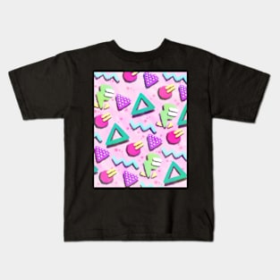 Pastel Pink 80s Print Pattern Kids T-Shirt